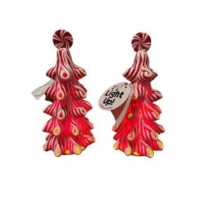 Peppermint trees that light up x 2- they are 6 inch & NWT